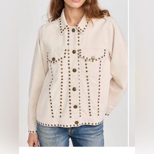The GREAT. Studded Slouchy Jean Jacket Size 2 (M)